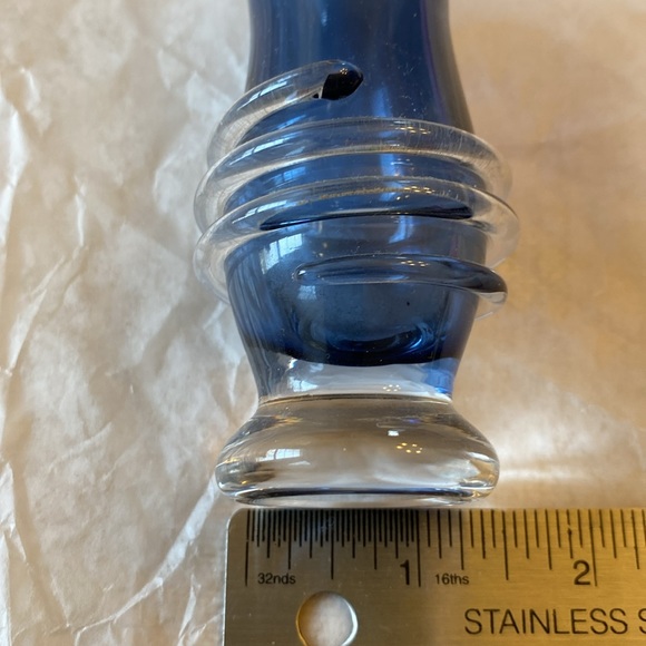 Hand Blown Blue Glass Mini Bud Vases. Set of two. - Picture 5 of 8